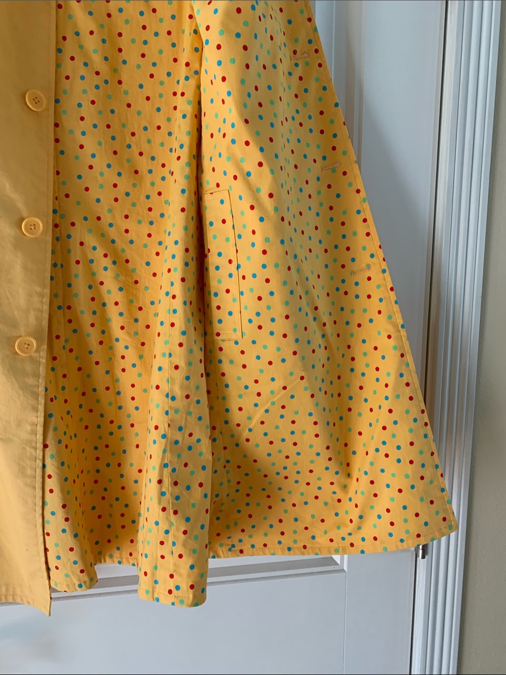 Reversible Yellow and Polka Dot Womens Raincoat - Picture 2 of 4